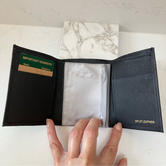 Black Split Leather Trifold Wallet with Embossed Golf Clubs - NWOT - Picture 3 of 5